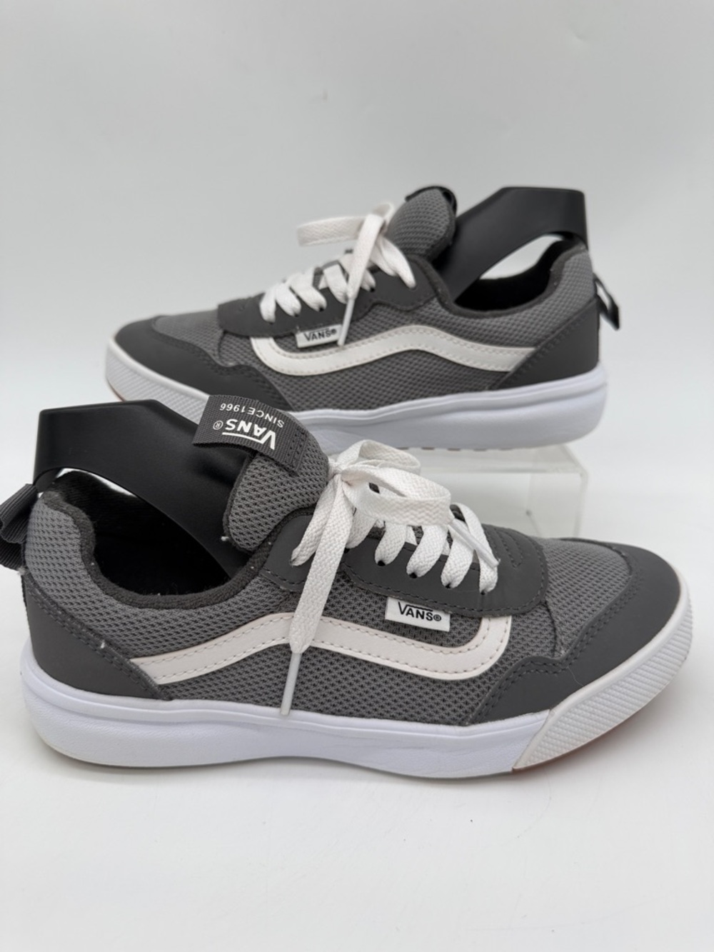 Vans Kids Gray and White Low-Top Sneakers